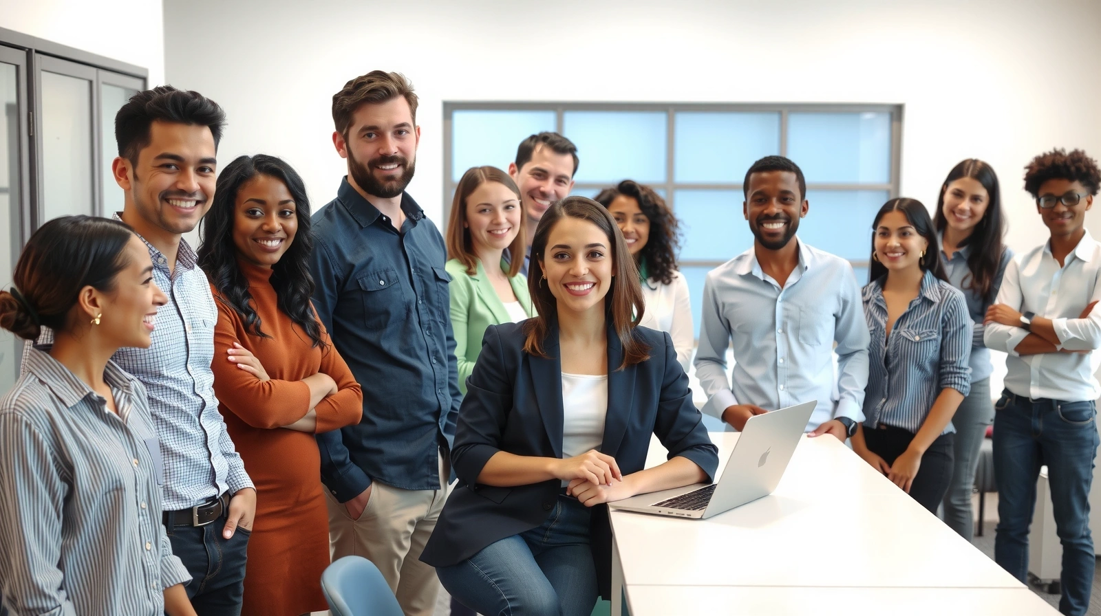 Diverse group of Colosseovitacv professionals in a bright, modern setting